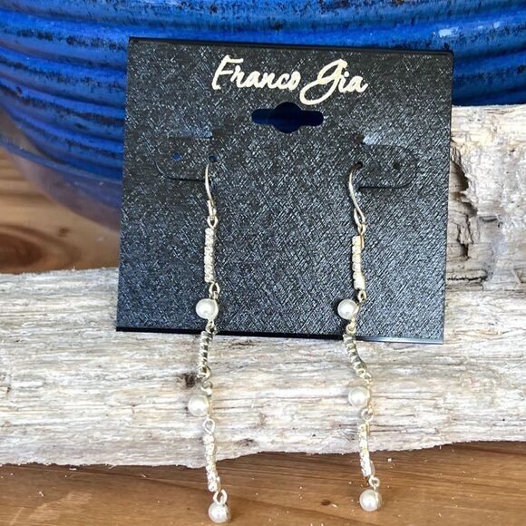 Gold / Pearl Franco Gia Water Fall Dangle Earrings $16ea / 3 for $25 - Picture 7 of 7